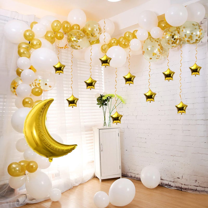 TOYXE Moon Star Foil with Metallic and Confetti Latex Balloons Set of 65 Pcs - Image 3