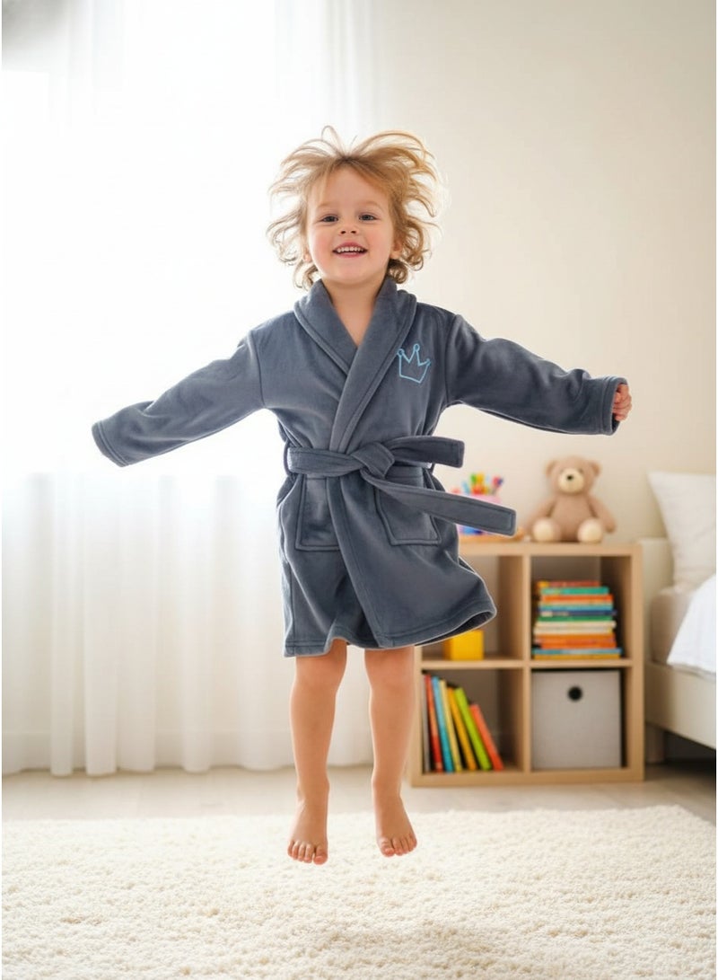 Mamas Gift Soft Cotton Prince Baby Robe with Belt - Lightweight and Comfortable After Bath or Swim Robe for ages 4-6 years - Image 1