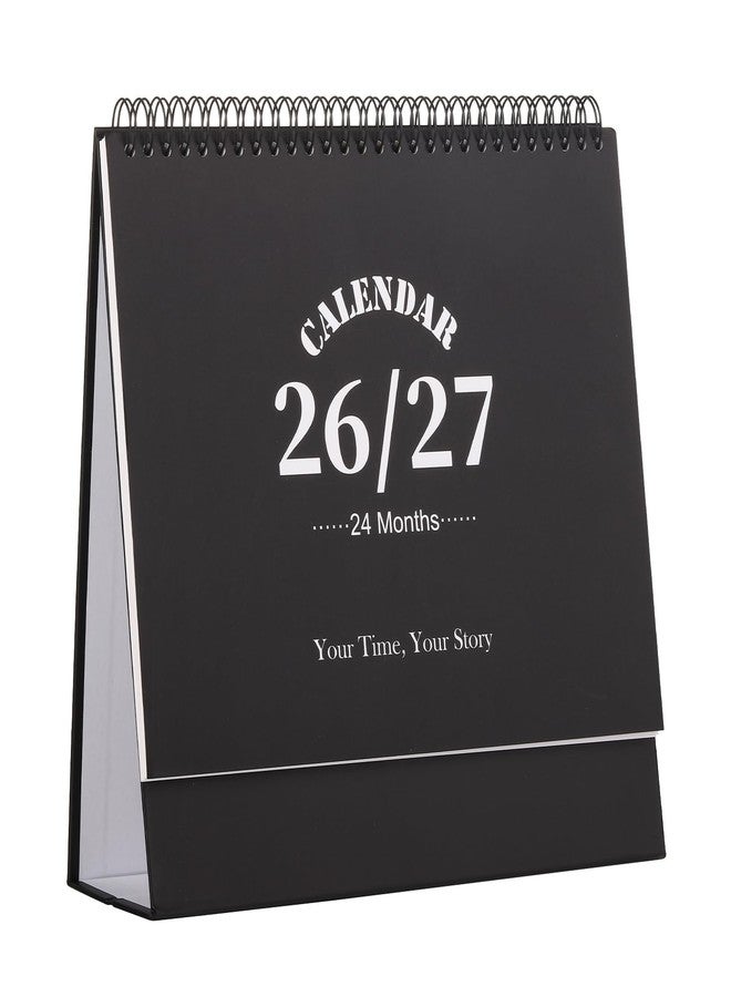 FOBOZONE Desk Calendar 2026-2027, 2 Years Calendar Runs from Jan. 2026 until Dec 2027, Table Monthly Planner with Stickers for Home,Office,School Organization(L-Black,9.8" x 9.6") - Image 1