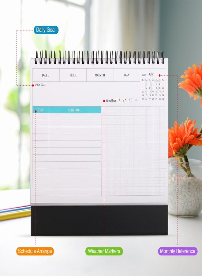 FOBOZONE Desk Calendar 2026-2027, 2 Years Calendar Runs from Jan. 2026 until Dec 2027, Table Monthly Planner with Stickers for Home,Office,School Organization(L-Black,9.8" x 9.6") - Image 5