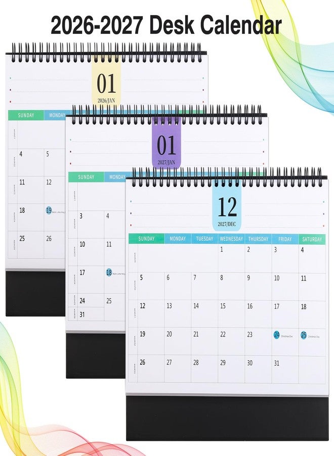 FOBOZONE Desk Calendar 2026-2027, 2 Years Calendar Runs from Jan. 2026 until Dec 2027, Table Monthly Planner with Stickers for Home,Office,School Organization(L-Black,9.8" x 9.6") - Image 3