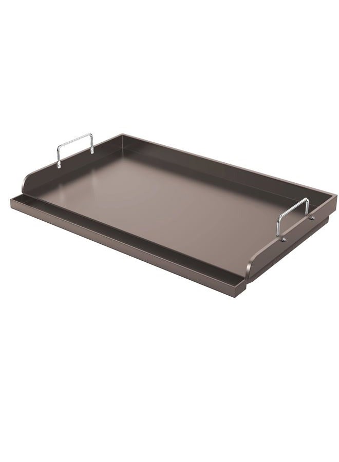 Utheer Cast Iron Griddle for Gas Grill, 25" x16" Flat Top for Outdoor Grill Rectangular Plate with Removable Handles for Charcoal Camping, Tailgating, and Parties - Image 1