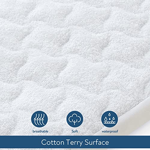 Magik & Kover Pack and Play Mattress Pad Protector 38" x 26", 2 Pack Waterproof Pack and Play Cover Sheets, Compatible with Graco Pack n Play, Baby Trend, Dream On Me & Pamo Babe, Quilted Cotton Terry Surface - Image 2