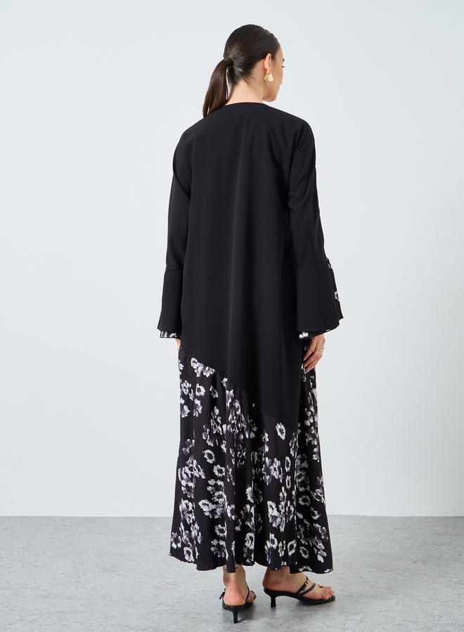 Take Two Floral Print Open Front Abaya - Image 5