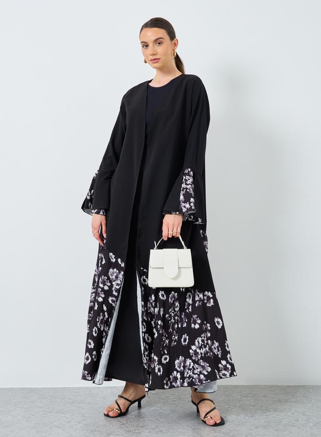 Take Two Floral Print Open Front Abaya - Image 1