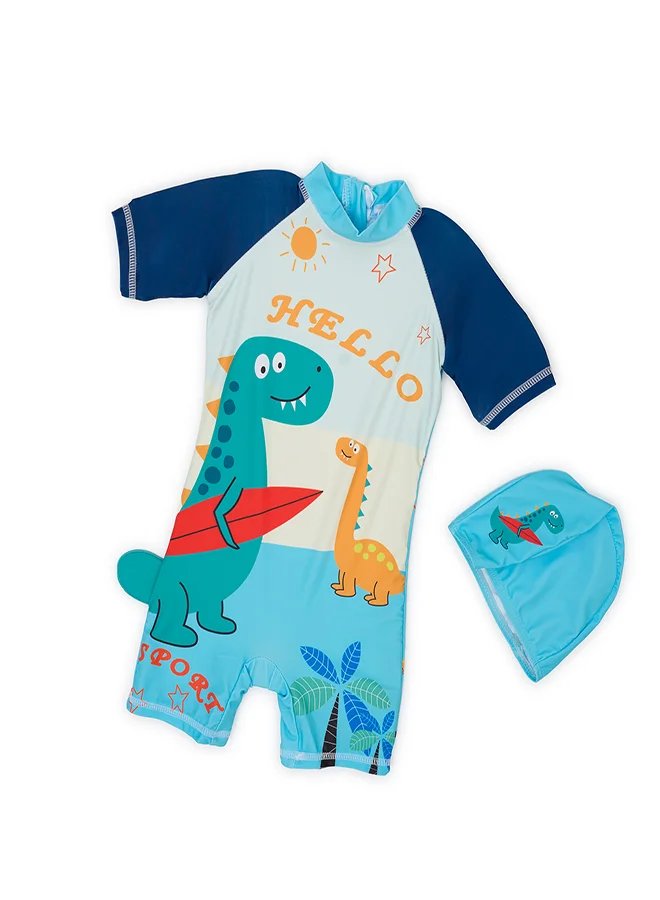 بيبي كلو Dino Sports Swimwear Set with Cap for Boys