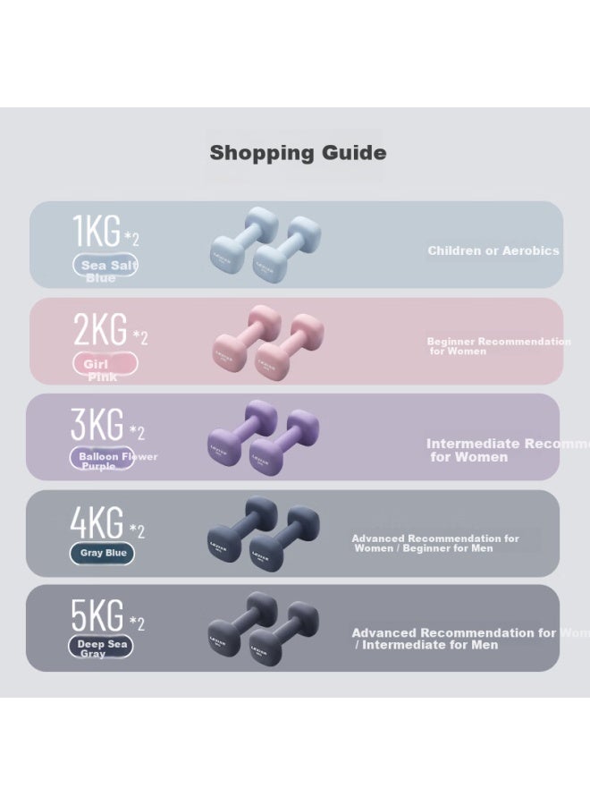 Lexi Small Dumbbells Plastic Coated Women's Home Fitness Strength Training Arm Exercise Equipment Iron Rose Purple 3kg*2pcs - Image 2