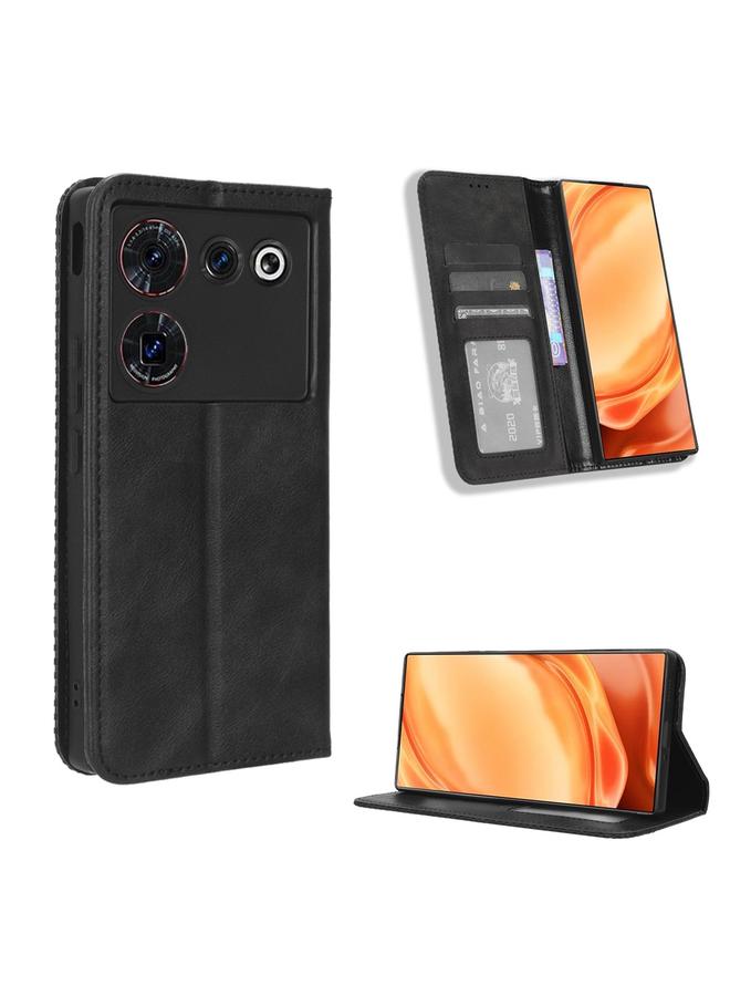 The Bros Case For ZTE Nubia Z50 Ultra Magnetic Buckle Retro Texture Leather Phone Case