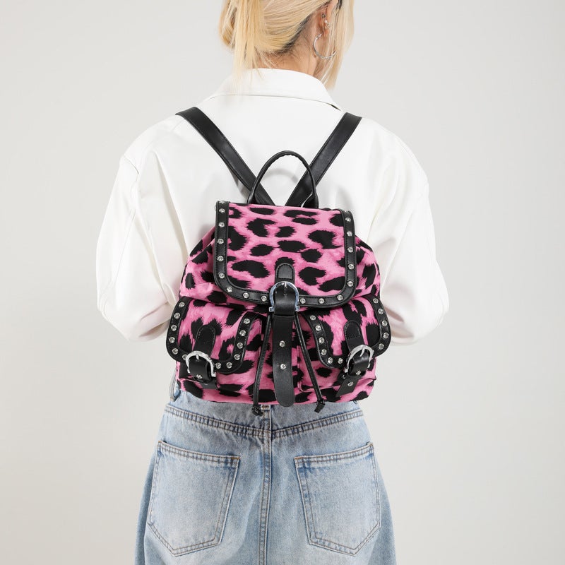 Retro Leopard Print Fashion Trendy Large-Capacity Satchel Shoulder Bag For Women 2025 Stylish Niche Backpack - Image 4