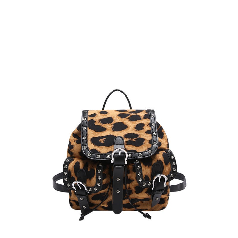 Retro Leopard Print Fashion Trendy Large-Capacity Satchel Shoulder Bag For Women 2025 Stylish Niche Backpack - Image 1