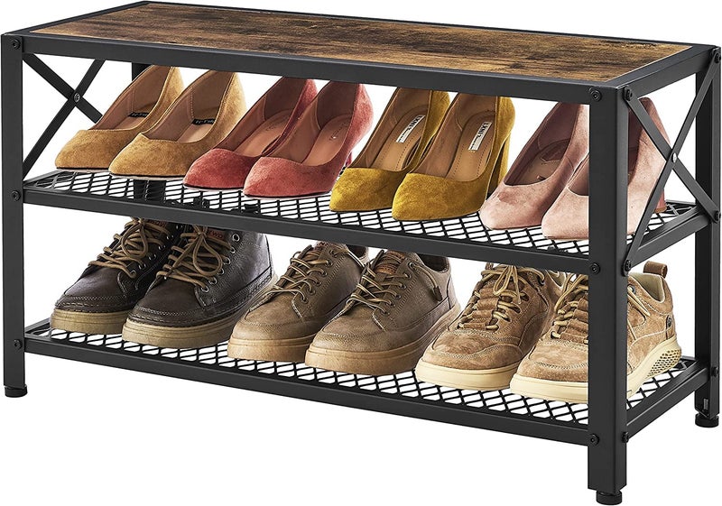 INDIAN DECOR INDIAN DECOR 44575 Classic 3Tier Shoe BenchShoeShoe ShelfShoe Rack for ClosetShoe Storage BenchesIndustrialStorage OrganizerShoe Rack OrganizerEntryway BenchLiving RoomHallway 
