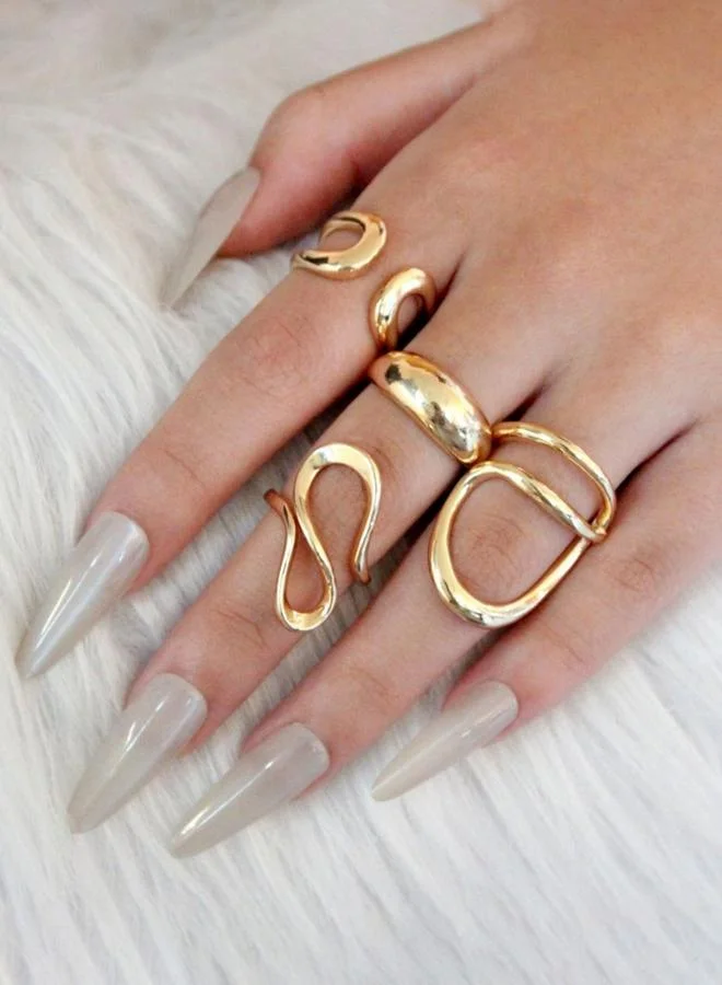 تايك تو حزمة من 4 - خواتم ذهبية مُجوّفة غير منتظمة