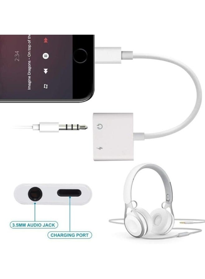 2-in-1 Lightning to 3.5mm AUX Charging and Audio Adapter for Apple iPhone X/XS/XR and 8/7 Plus (White) - Image 3