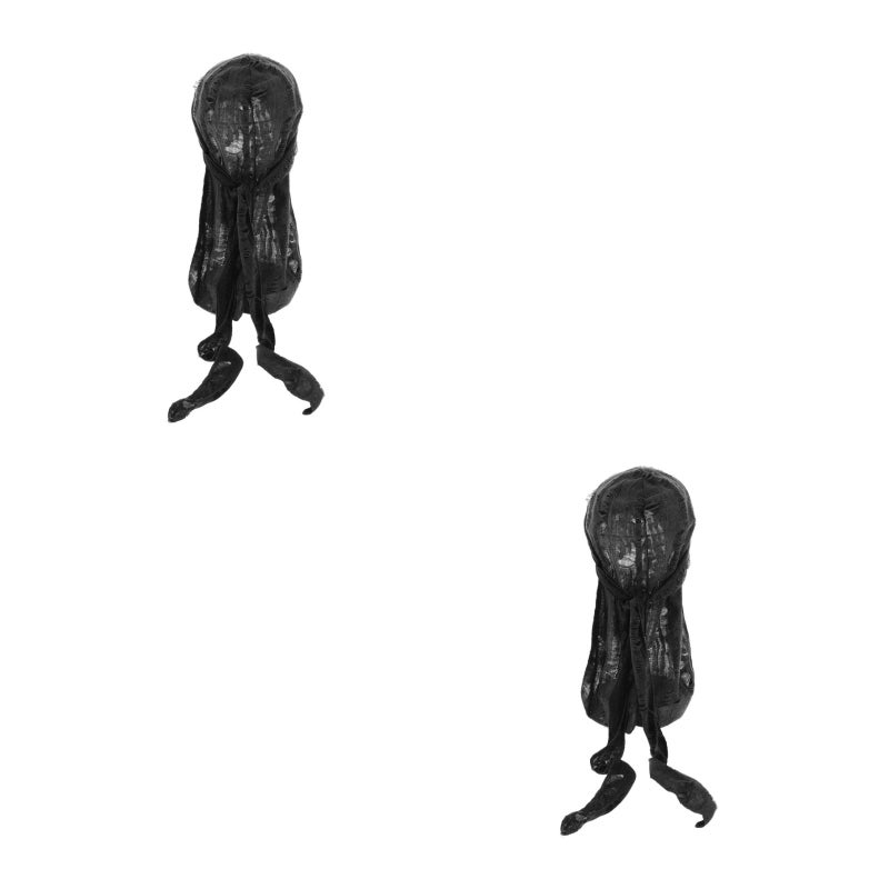 2pcs Pirate Hat for Men Cap with Tail Cape Turban Headwear for Cycling Motorcycle Riding and Cosplay Accessories - Image 1
