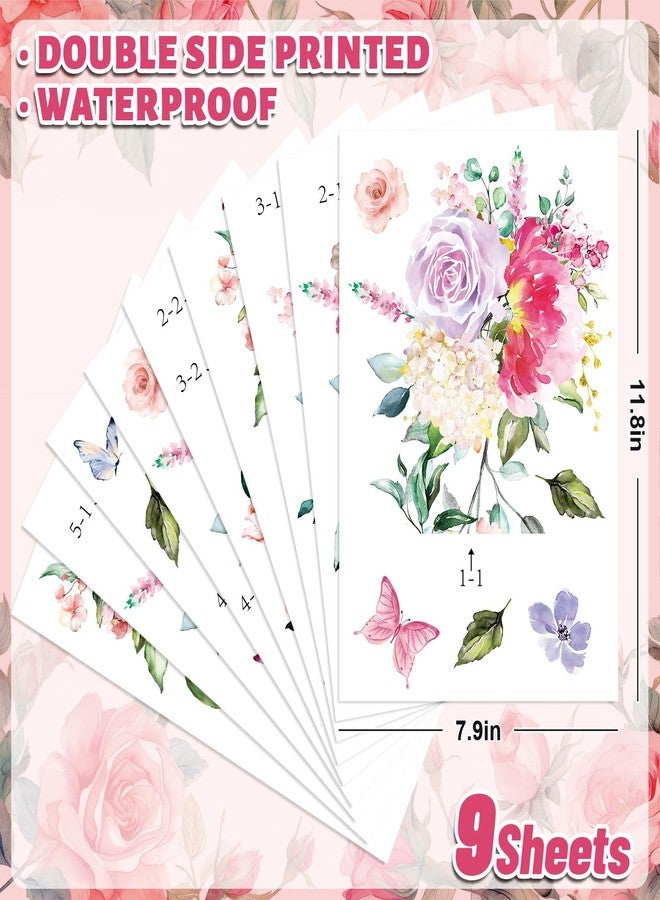 وولاين مجموعة ملصقات نوافذ من 9 أوراق من Whaline، بتصميم زهور الربيع المتدلية، ملصقات زجاجية مزخرفة بأزهار الأوكالبتوس، ألوان مائية وردية وأرجوانية، قابلة لإعادة الاستخدام، لتزيين النوافذ في الحفلات والمنازل والفصول الدراسية. - Image 2