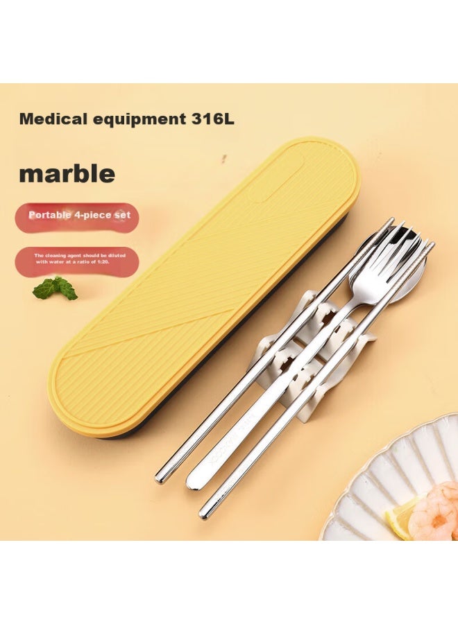 MAX COOK Meichun 316l Stainless Steel Chopsticks, Spoon, Fork Cutlery Set, Portable Chopsticks And Spoon Four-piece Set, Blue Mcgc1054 - Image 5