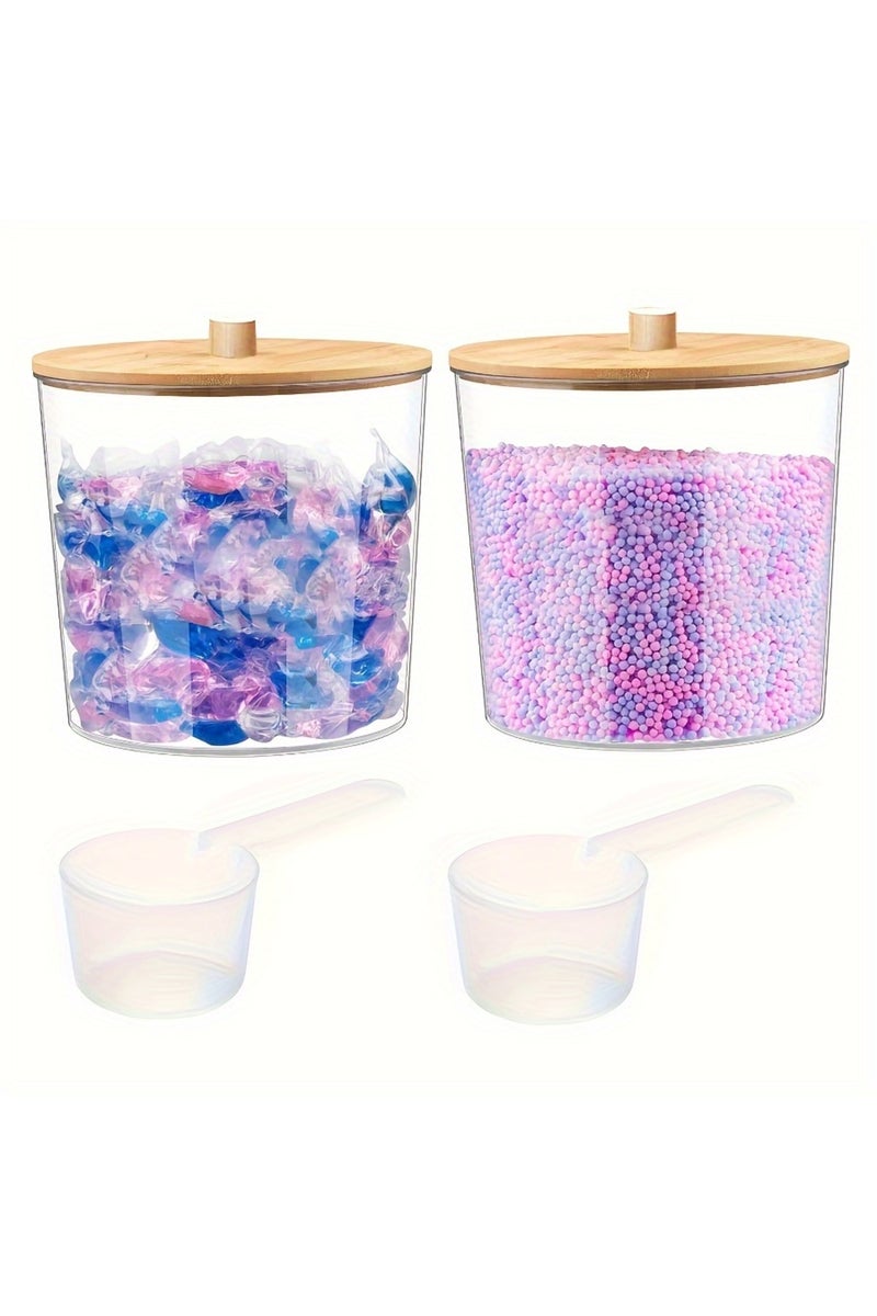 2pcs with 2pcs spoon Laundry Room Organization and Storage Jars Large Capacity Acrylic Storage Box L