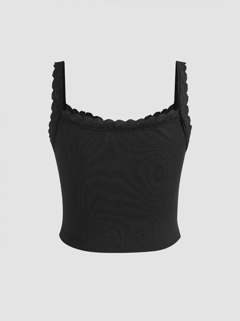 HICCUP Lace Detailed Cropped Top