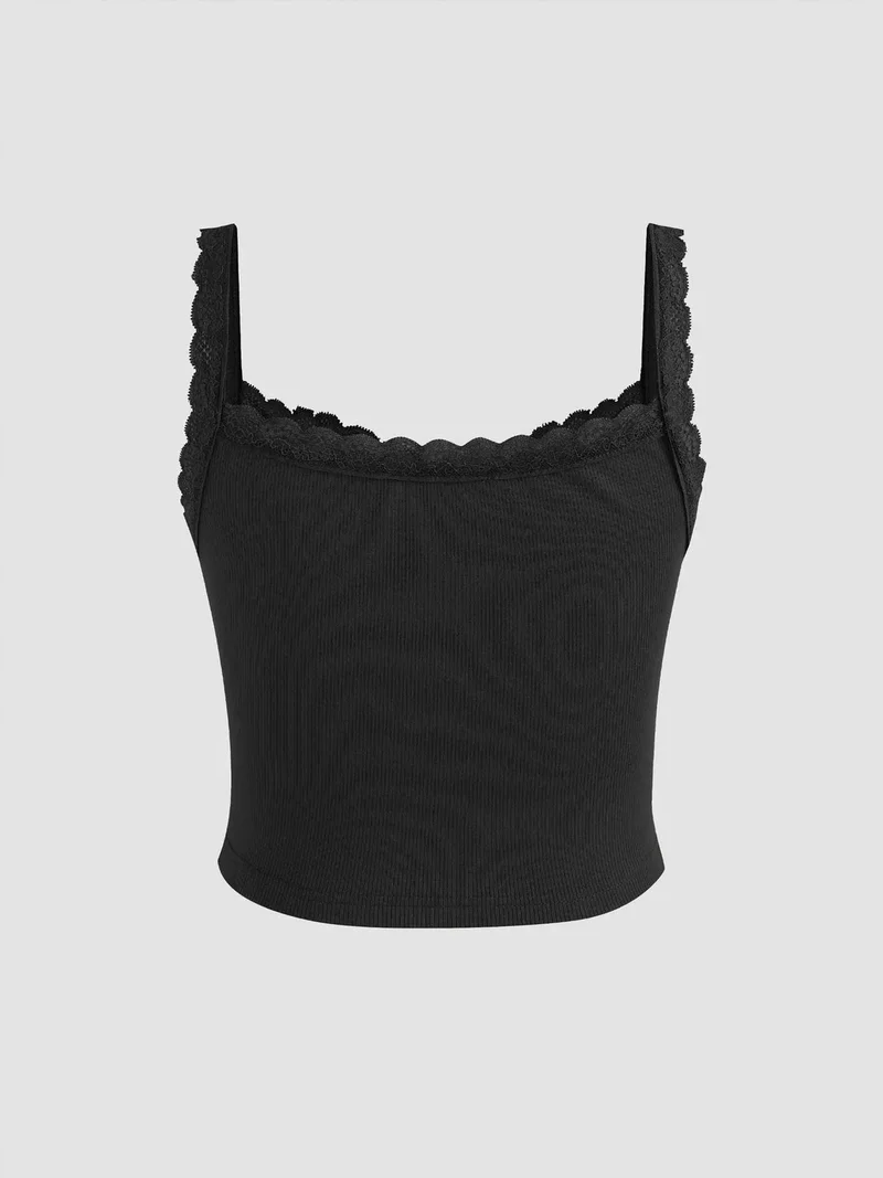 HICCUP Lace Detailed Cropped Top