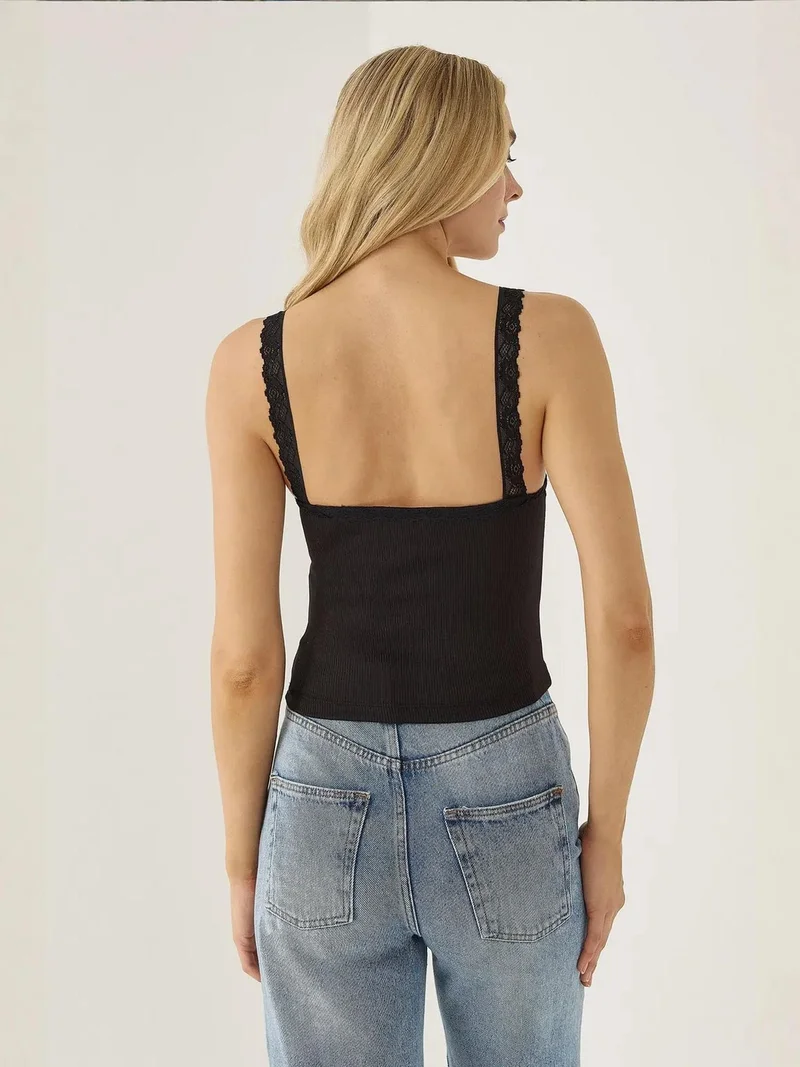 HICCUP Lace Detailed Cropped Top