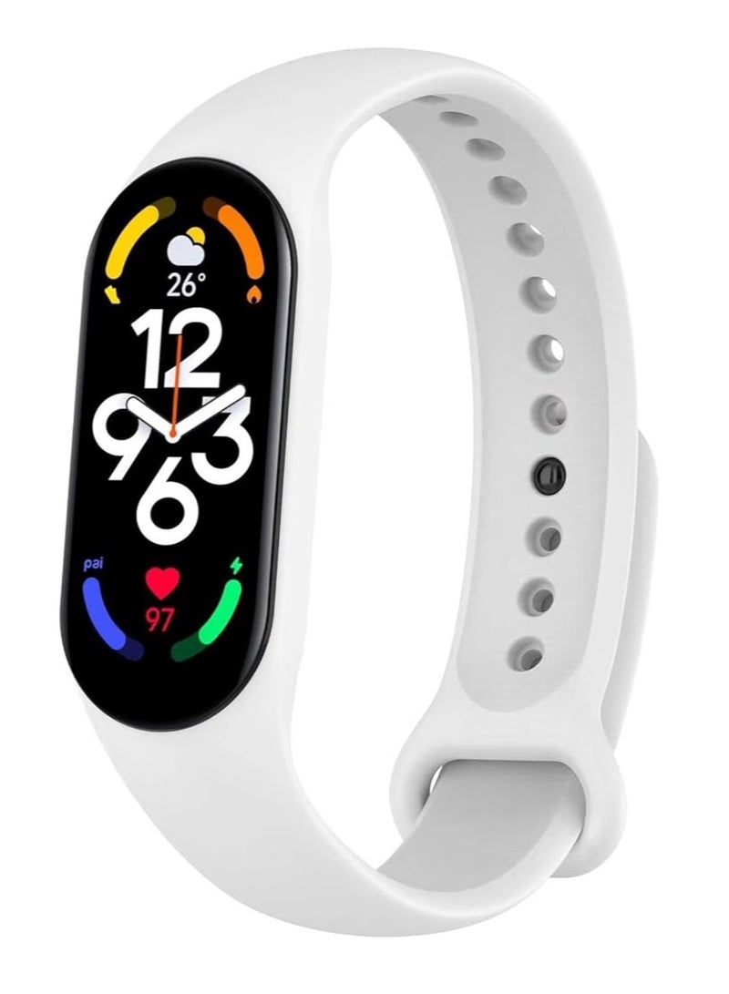 حزام سيليكون لـ Xiaomi Mi Band 3/4 بديل حزام مسامي لسوار M3 M4 لساعة Xiaomi MiBand 4 3 الذكية (أبيض)، مقاس واحد، للجنسين البالغين - Image 1