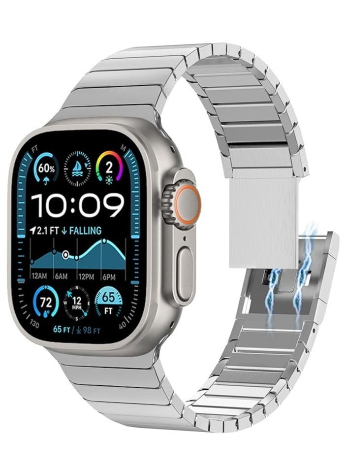 Gravity Stainless Steel Band for Apple Watch Ultra Band 49mm 45mm 44mm 42mm 38mm 40mm 41mm, Metal Strap with Folding Clasp for Apple Watch Series 8 7 6 5 4 3 2 1 for Men - Image 1