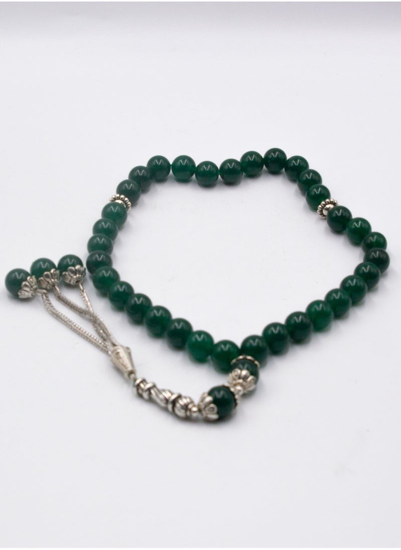 Alpine Crystals UAE - Natural Crystal Green Agate Crystals Tasbih Prayer Beads (10mm – 33 beads) - Image 1