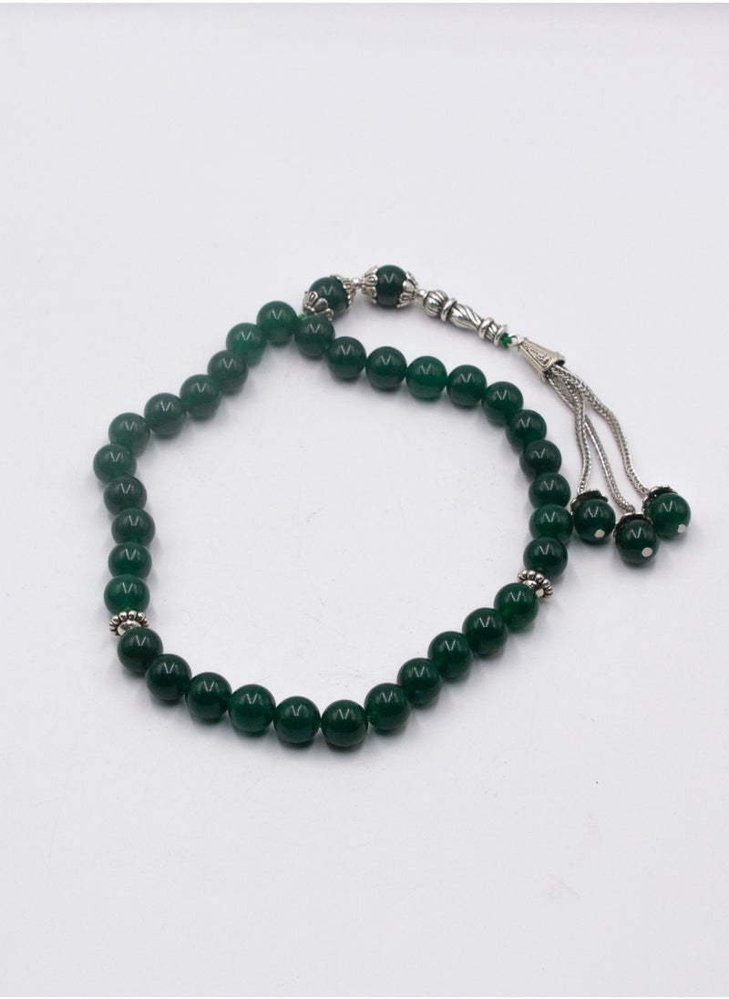 Alpine Crystals UAE - Natural Crystal Green Agate Crystals Tasbih Prayer Beads (10mm – 33 beads) - Image 1