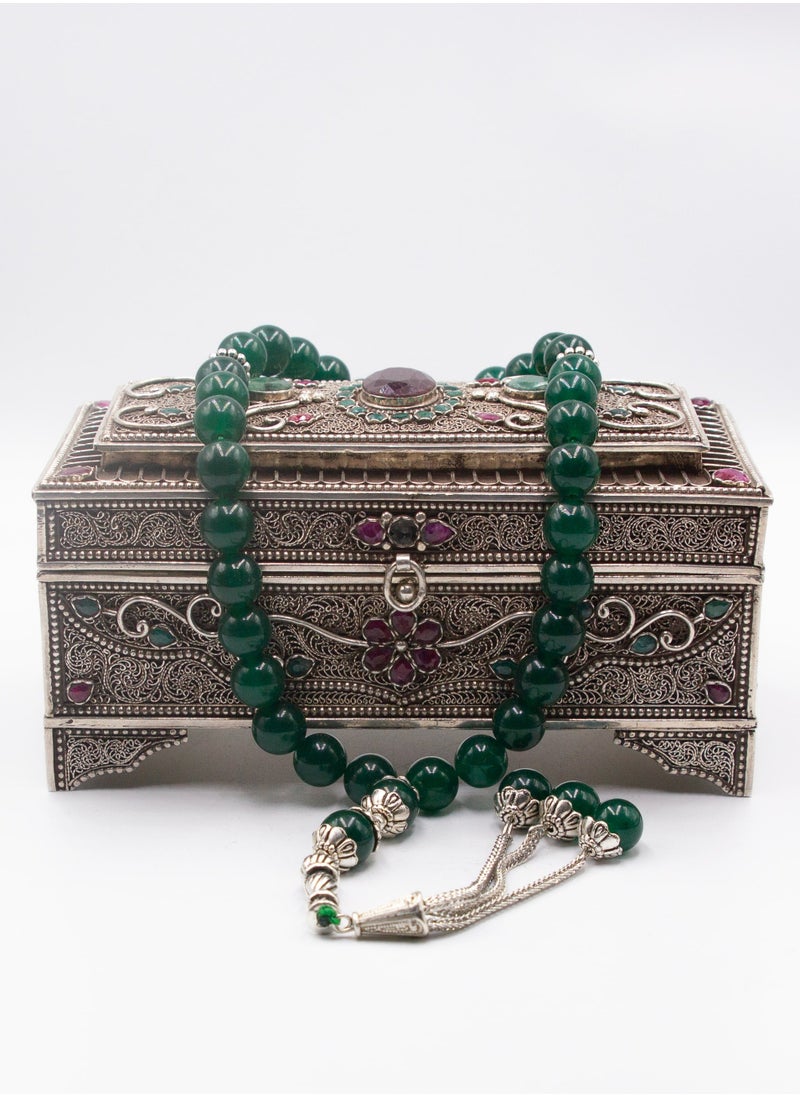 Alpine Crystals UAE - Natural Crystal Green Agate Crystals Tasbih Prayer Beads (10mm – 33 beads) - Image 1