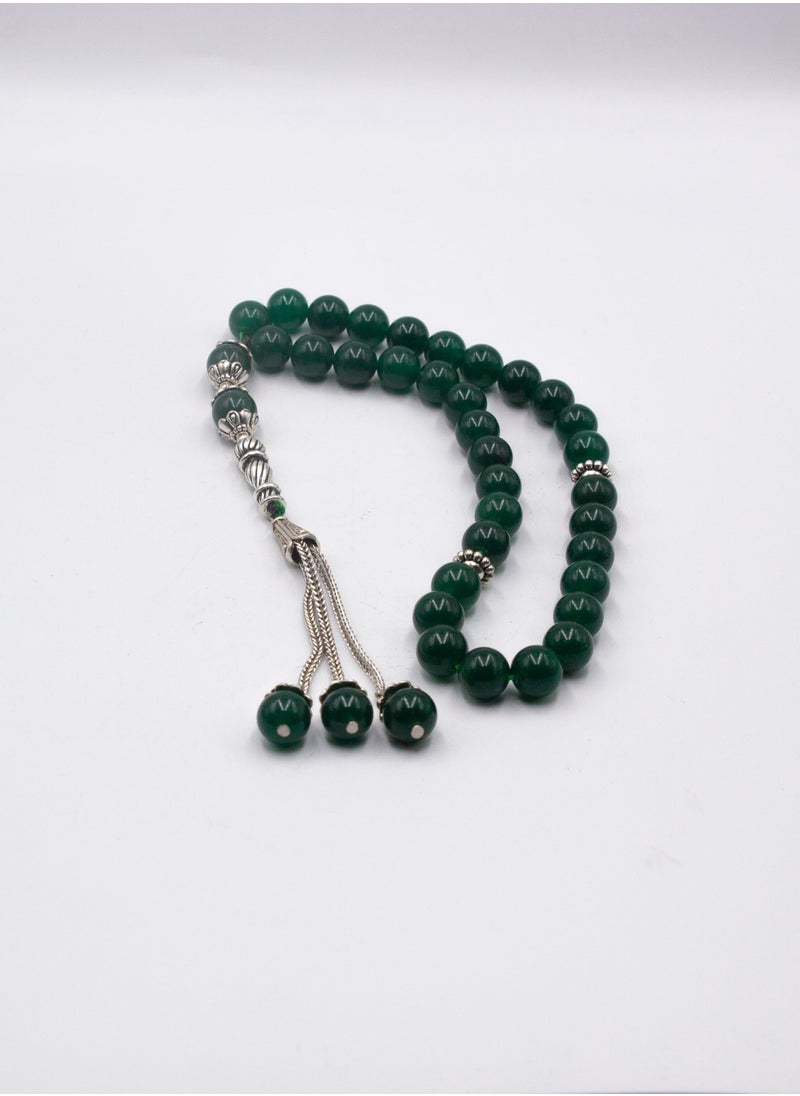 Alpine Crystals UAE - Natural Crystal Green Agate Crystals Tasbih Prayer Beads (10mm – 33 beads) - Image 1
