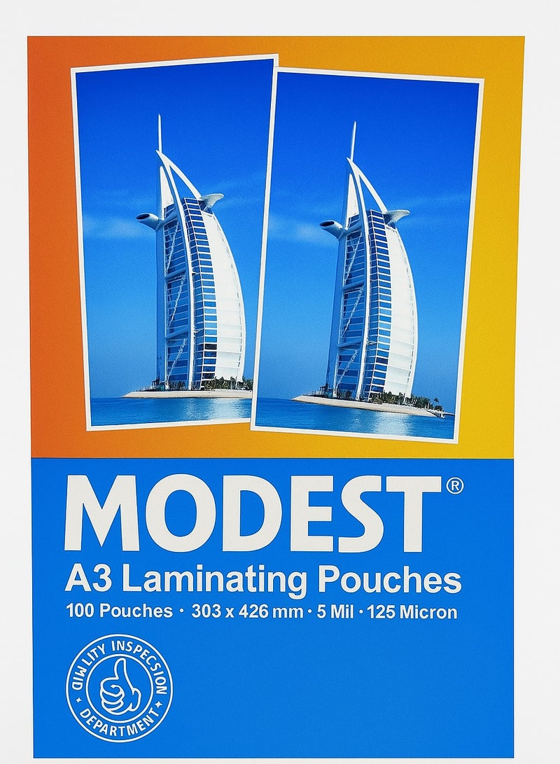 Modest A3 Laminating Pouches – 125 Micron – 100 Sheets