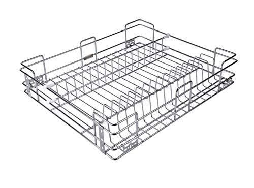 Steel Gold Steel Gold Stainless Steel Kitchen Plain Basket Premium Kitchen Organizer Modular Kitchen Cabinet CUPSAUCER BASKET with 4 INCH PARTITION With 20 Inch Telescopic Channel 21W 20L 4H - Image 3