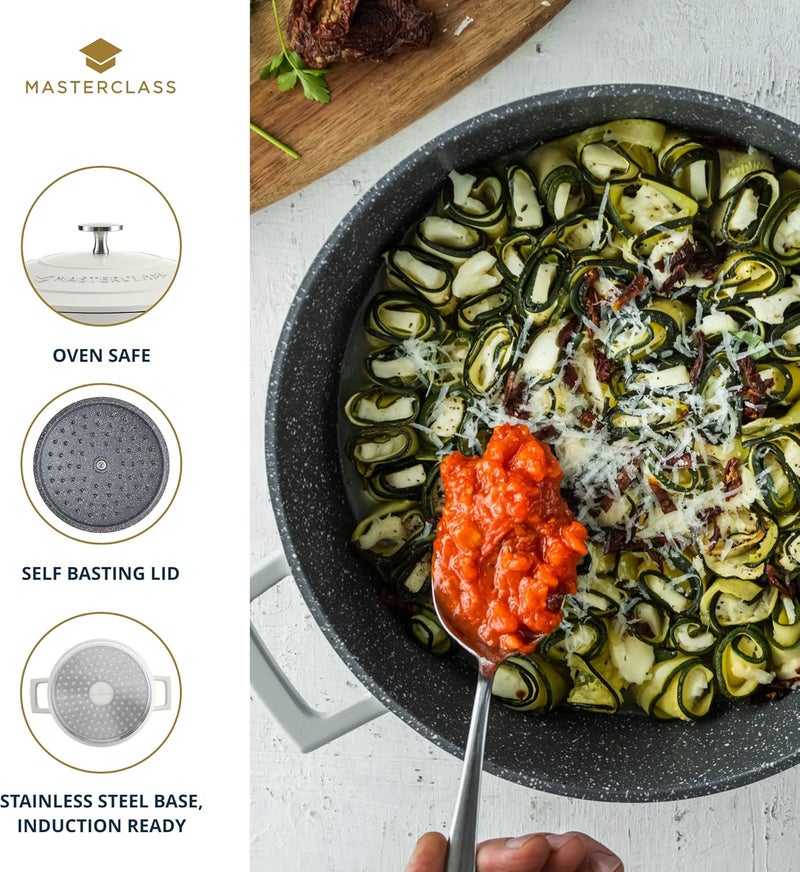 Master Class MasterClass Casserole Dish with Lid, Large 5L/28 cm, Lightweight Cast Aluminium, Induction Hob and Oven Safe, Cream - Image 5