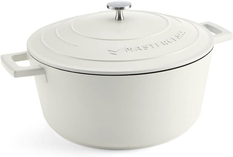 Master Class MasterClass Casserole Dish with Lid, Large 5L/28 cm, Lightweight Cast Aluminium, Induction Hob and Oven Safe, Cream - Image 1