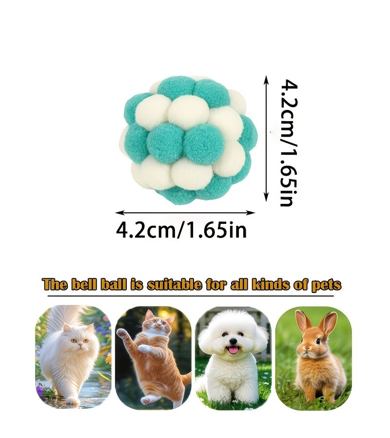 7pcs Cat Toys Plush Ball Bouncy Ball With Bell Macaron Multicolor Knitted Ball Pet Self Play Interactive Chasing Toy Random Color - Image 3