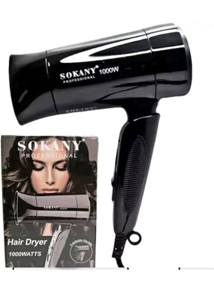 sokany SK-3666 Mini Foldable Hair Dryer – 1000W with Diffuser & Concentrator, Portable Design - Image 1