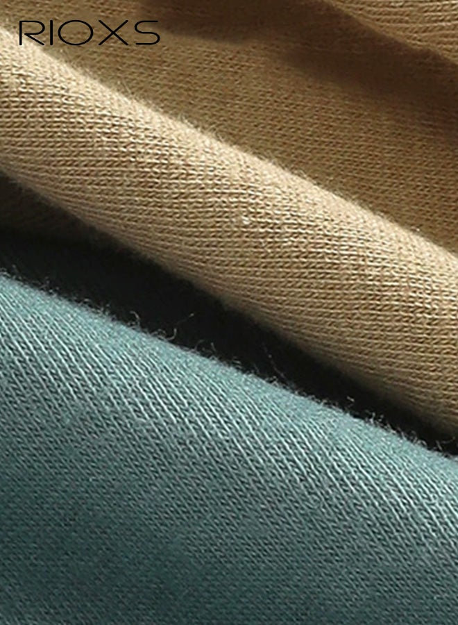 ريوكس مجموعة من 3 سراويل بوكسر رجالية، ملابس داخلية قطنية مرنة وجيدة التهوية (95% قطن)، ناعمة وممتصة للرطوبة، بدون ثنيات، للرجال، أخضر + أصفر + رمادي - Image 5