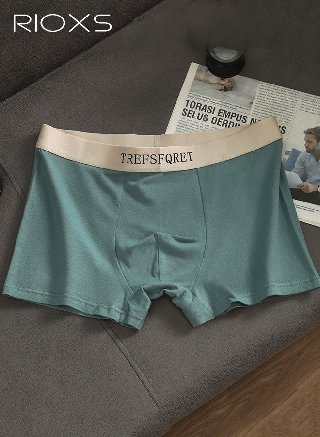 ريوكس مجموعة من 3 سراويل بوكسر رجالية، ملابس داخلية قطنية مرنة وجيدة التهوية (95% قطن)، ناعمة وممتصة للرطوبة، بدون ثنيات، للرجال، أخضر + أصفر + رمادي - Image 2
