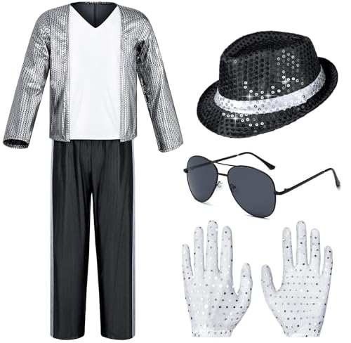 TOGROP Dance Star Costume for Kids 80s 90s Pop Stage Cosplay Party Halloween Role Play 35T White Black - Image 5