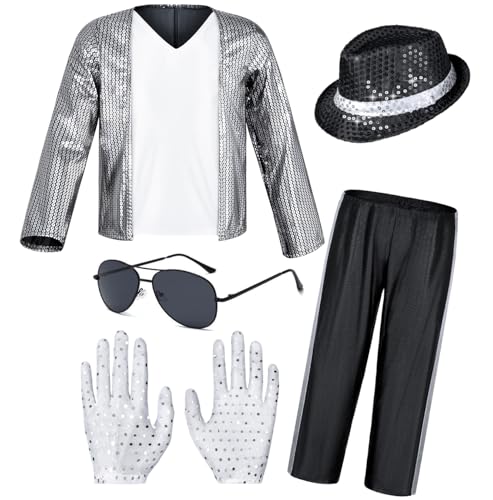 TOGROP Dance Star Costume for Kids 80s 90s Pop Stage Cosplay Party Halloween Role Play 35T White Black - Image 1