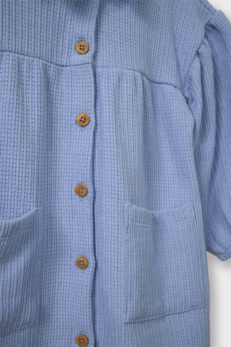 ديفاكتو فستان بناتي مخمل قصة عادية كم طويل - Image 2