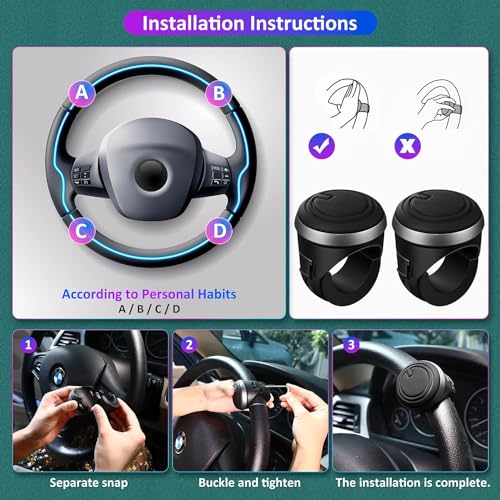 SARTE SA05KB5 Universal Car Steering Knob, Car Steering Wheel Knob, Steering Wheel Spinner Knob, 360° Rotation Booster (3R Original) - Image 5