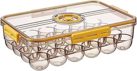 kesig 24 Grid Egg Box With Sealed Lid Plastic Egg Holder For Refrigerator Storage Stackable Egg Tray Container With Time Record Keep Fresh Kitchen Organizer - Image 1