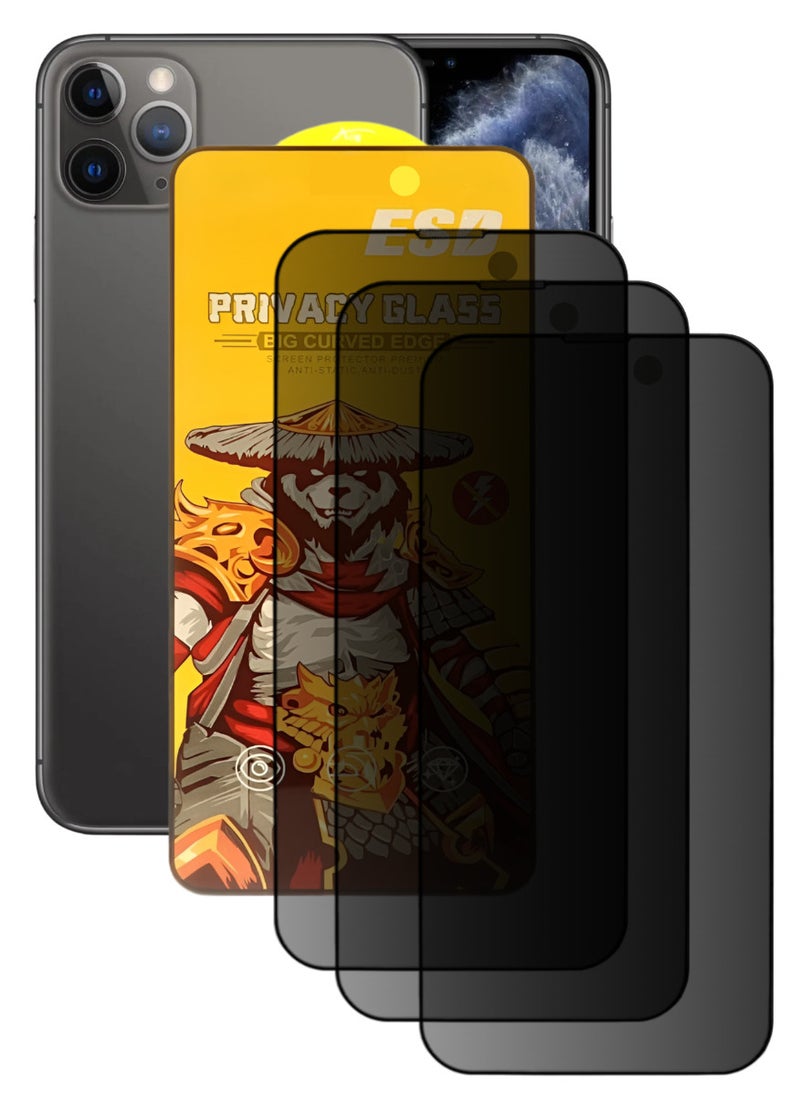 ESD 3 Pieces Tempered Dustproof Privacy Glass Screen Protector Compatible For iPhone 11 Pro Max - Image 1