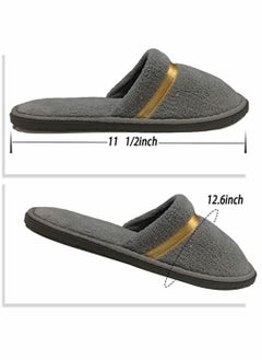 Spa slippers, SYOSI Disposable for Guests Coral fleece Closed Toe Slippers, Washable Hotel Travel Non-Slip Slippers Medium Size(11.4×4.5 Inch) (Gray-6 Pairs)