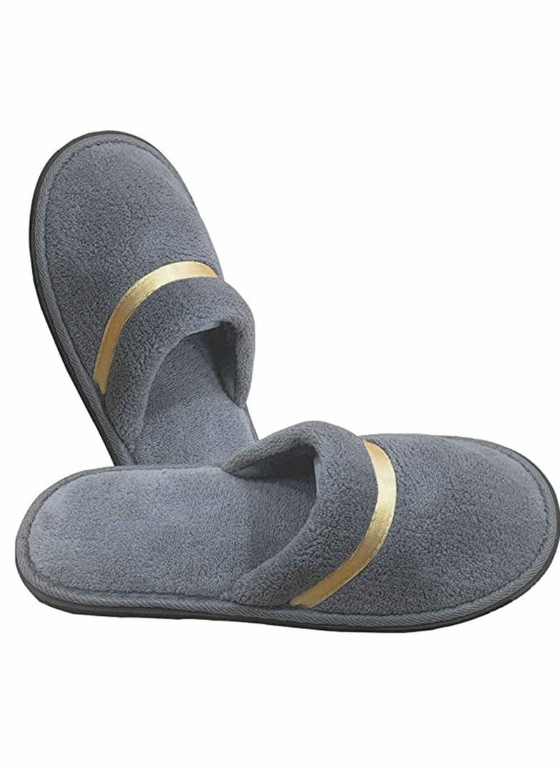 Y&D - Spa slippers, SYOSI Disposable for Guests Coral fleece Closed Toe Slippers, Washable Hotel Travel Non-Slip Slippers Medium Size(11.4×4.5 Inch) (Gray-6 Pairs) - Image 1