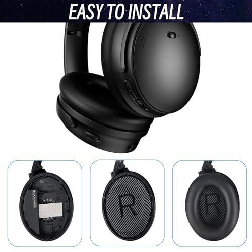 QKIIP Replacement Ear Pads for Bose QuietComfort 45 (QC45) / QuietComfort SE (QC SE) / Quiet Comfort Wireless Over-Ear Headphones, Softer Protein Leather Earpads Cushions Kit (Black) - Image 5