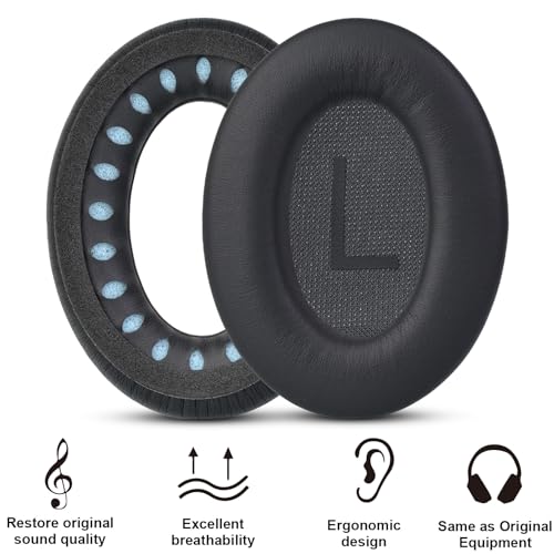 QKIIP Replacement Ear Pads for Bose QuietComfort 45 (QC45) / QuietComfort SE (QC SE) / Quiet Comfort Wireless Over-Ear Headphones, Softer Protein Leather Earpads Cushions Kit (Black) - Image 3