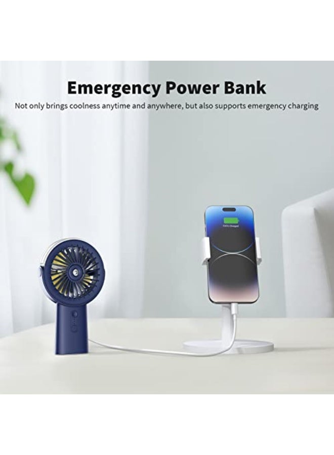 Otlonpe Handheld Misting Fan Portable, 4000mAh Rechargeable Small Personal Water Spray Hand Held Mist Fan Battery Operated, 90° Rotatable, Power Bank for Travel Home Office Men Women Kids (Blue)  - Image 5