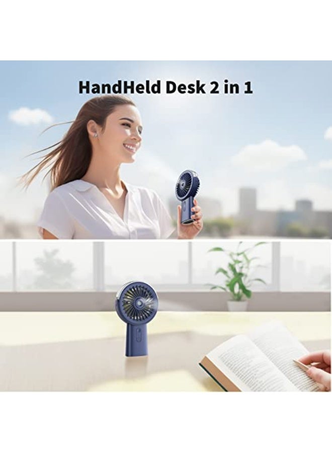 Otlonpe Handheld Misting Fan Portable, 4000mAh Rechargeable Small Personal Water Spray Hand Held Mist Fan Battery Operated, 90° Rotatable, Power Bank for Travel Home Office Men Women Kids (Blue)  - Image 4